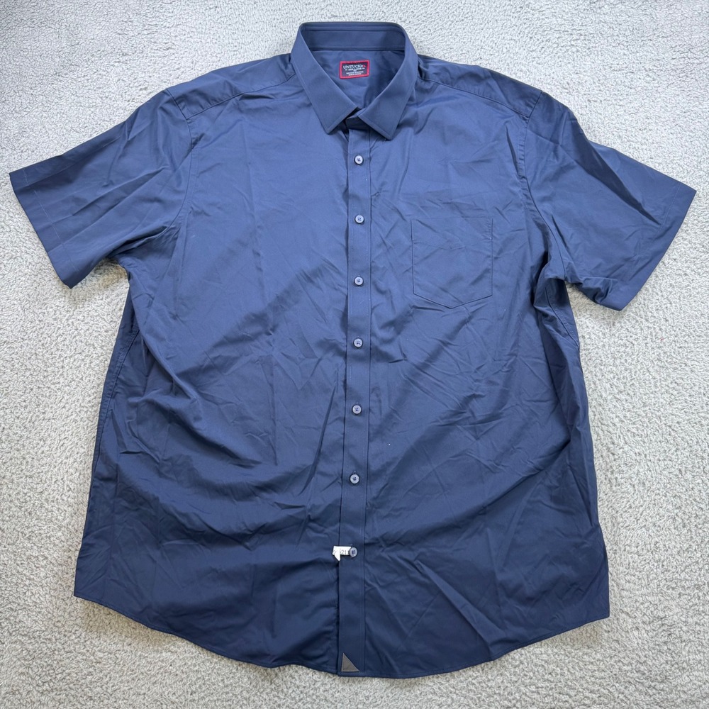 UNTUCKit Mens 3XL Tall Navy Blue Short Sleeve Performance Button Down Shirt